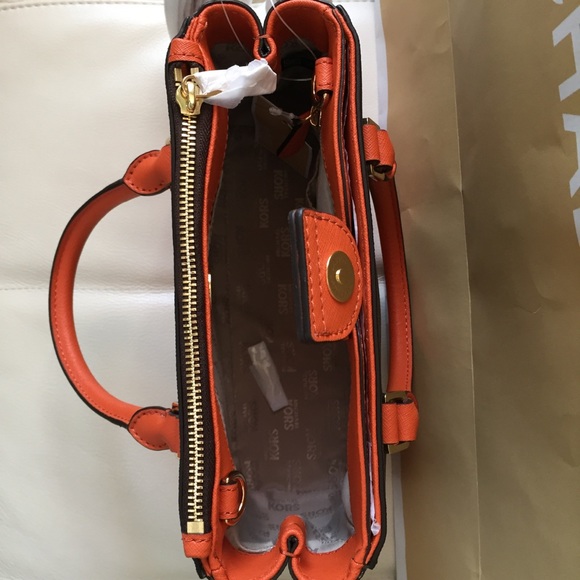 NWT MICHAEL KORS KELLEN BROWN TANGERINE XS SATCHEL - Picture 4 of 6